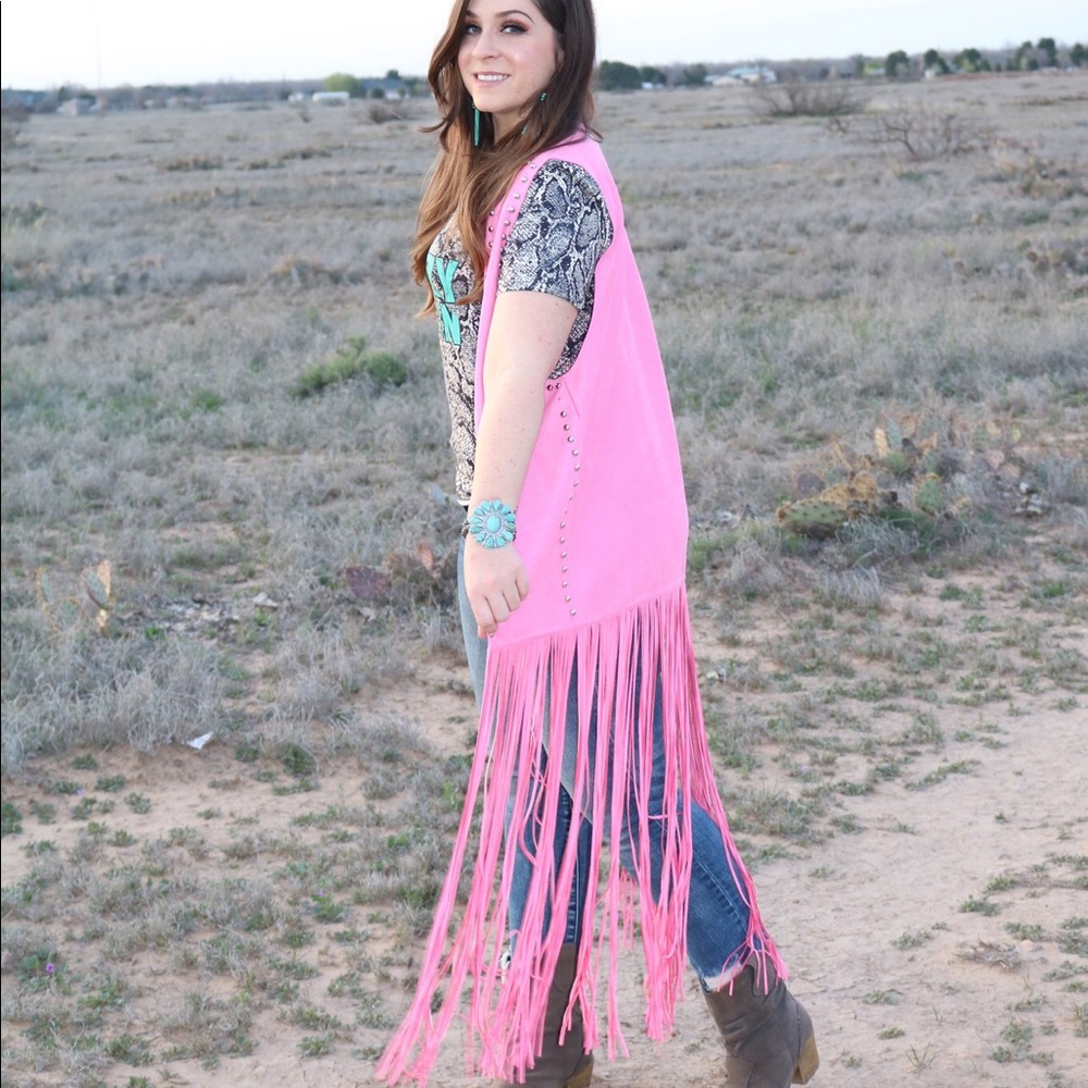Bubblegum Bae Fringe Vest